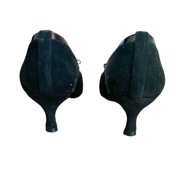 Stuart Weitzman Vintage Black Suede Tortoise Bow Kitten Heels Pumps - 5 - Picture 9 of 12